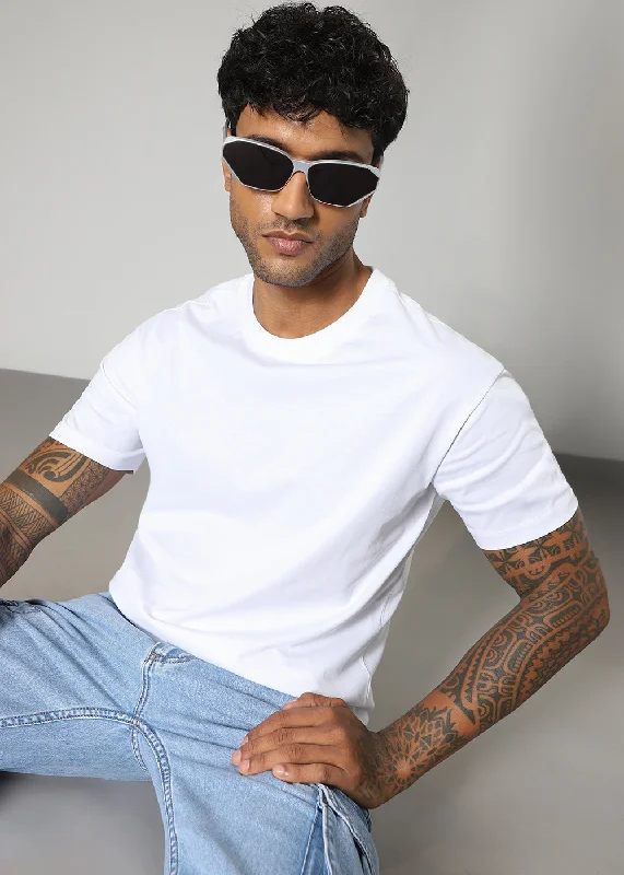 Men's Shirts with Contrast CollarsWhite Basic T-shirt