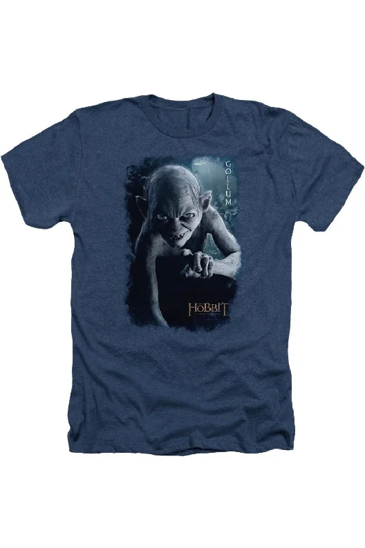 Men's Flowy Shirts for a Relaxed LookThe Hobbit Gollum Poster Adult Heather Tee / T-Shirt Men's Flowy Shirts for a Relaxed LookThe Hobbit Gollum Poster Adult Heather Tee / T-Shirt