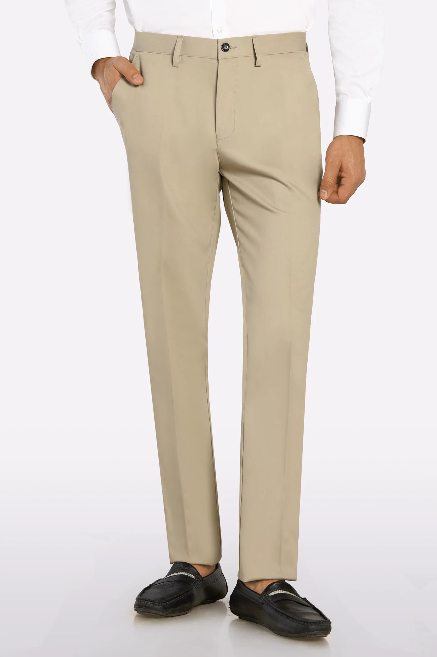 Men's Casual Pants for Everyday WearBeige Smart Fit Cotton Trouser