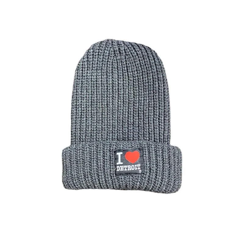 Wide-Brimmed Beach HatsInk Detroit I Heart Detroit Cable Knit Beanie (Charcoal)