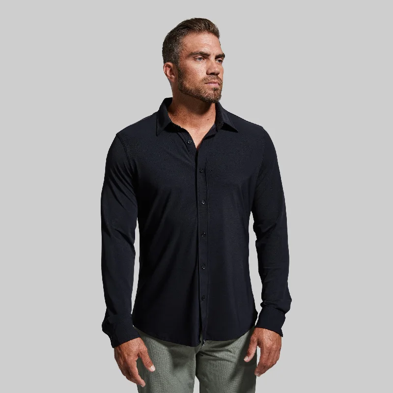 Men's Shirts with Surplice HemlinesNetwork Long Sleeve (Black)