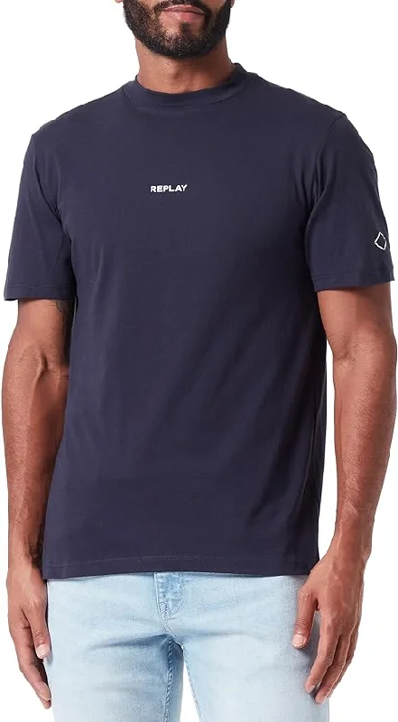 Men's Shirts with Embellished CollarsID24209-Replay Navy Logo T-Shirt