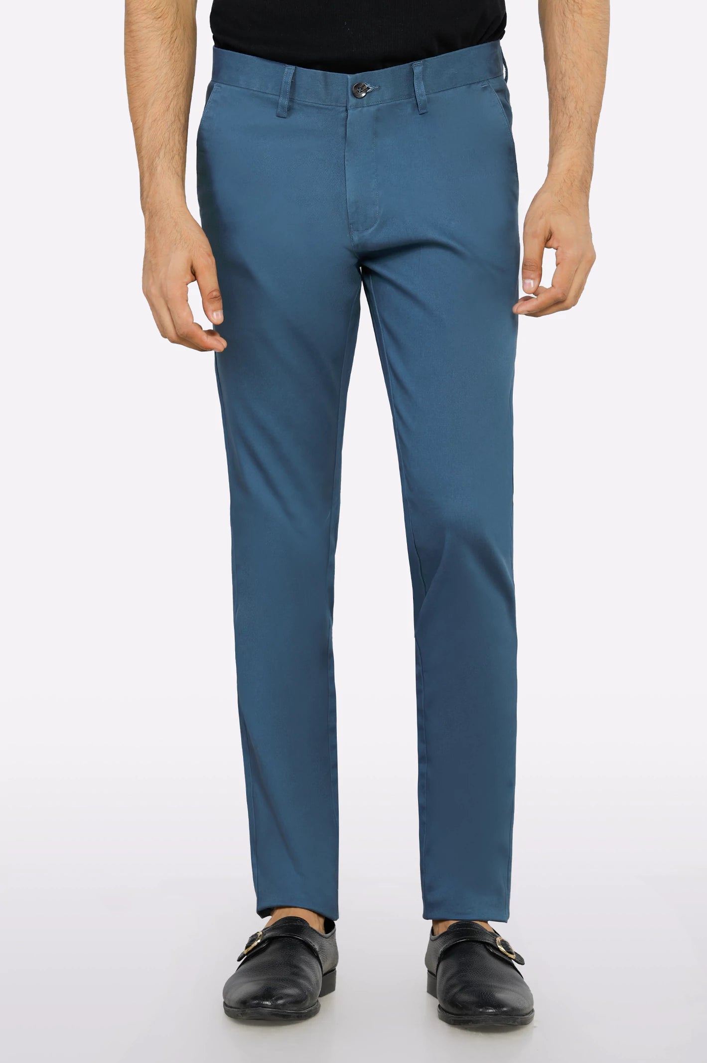 Men's Pants with Zippered PocketsBlue Smart Fit Cotton Chino