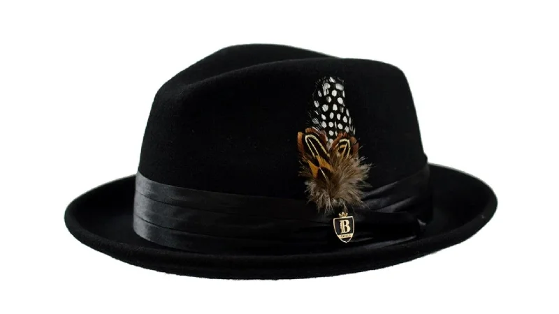 Vibrant Straw HatsBlack Fedora Wool Felt Dress Hat