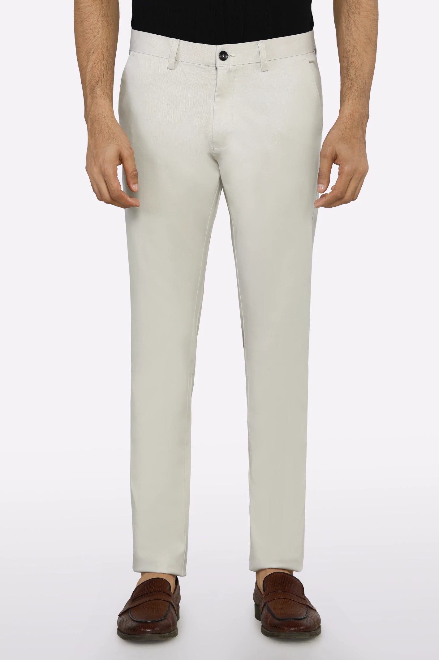 Men's Patterned Pants with StripesOff White Smart Fit Cotton Chino