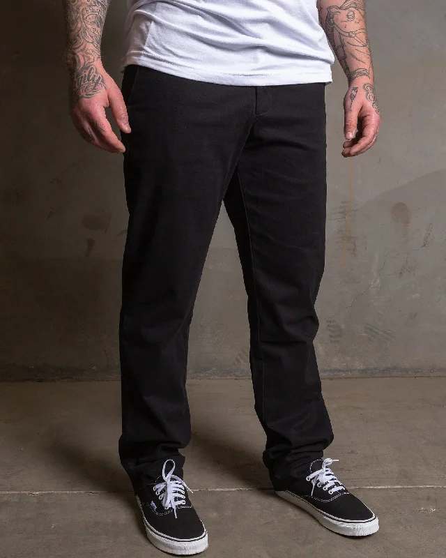 Men's Pants with Adjustable WaistbandsChino Pants - Black