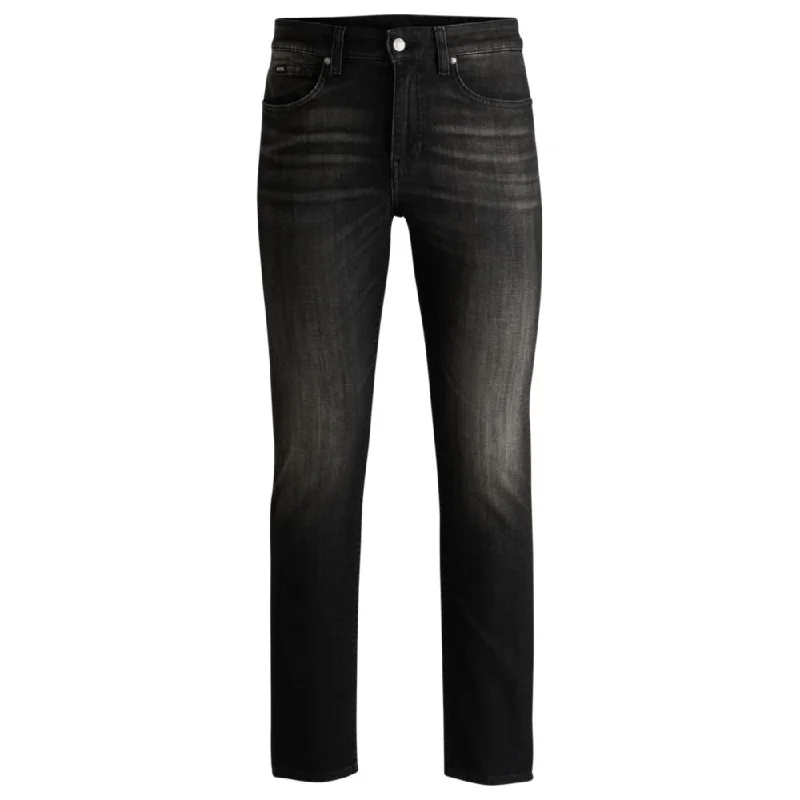 Sustainable Eco-Friendly Men's JeansDelaware Slim-fit jeans in black stretch denim