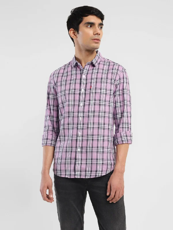 Breathable Men's Linen ShirtsMen's Checkered Slim Fit Shirt