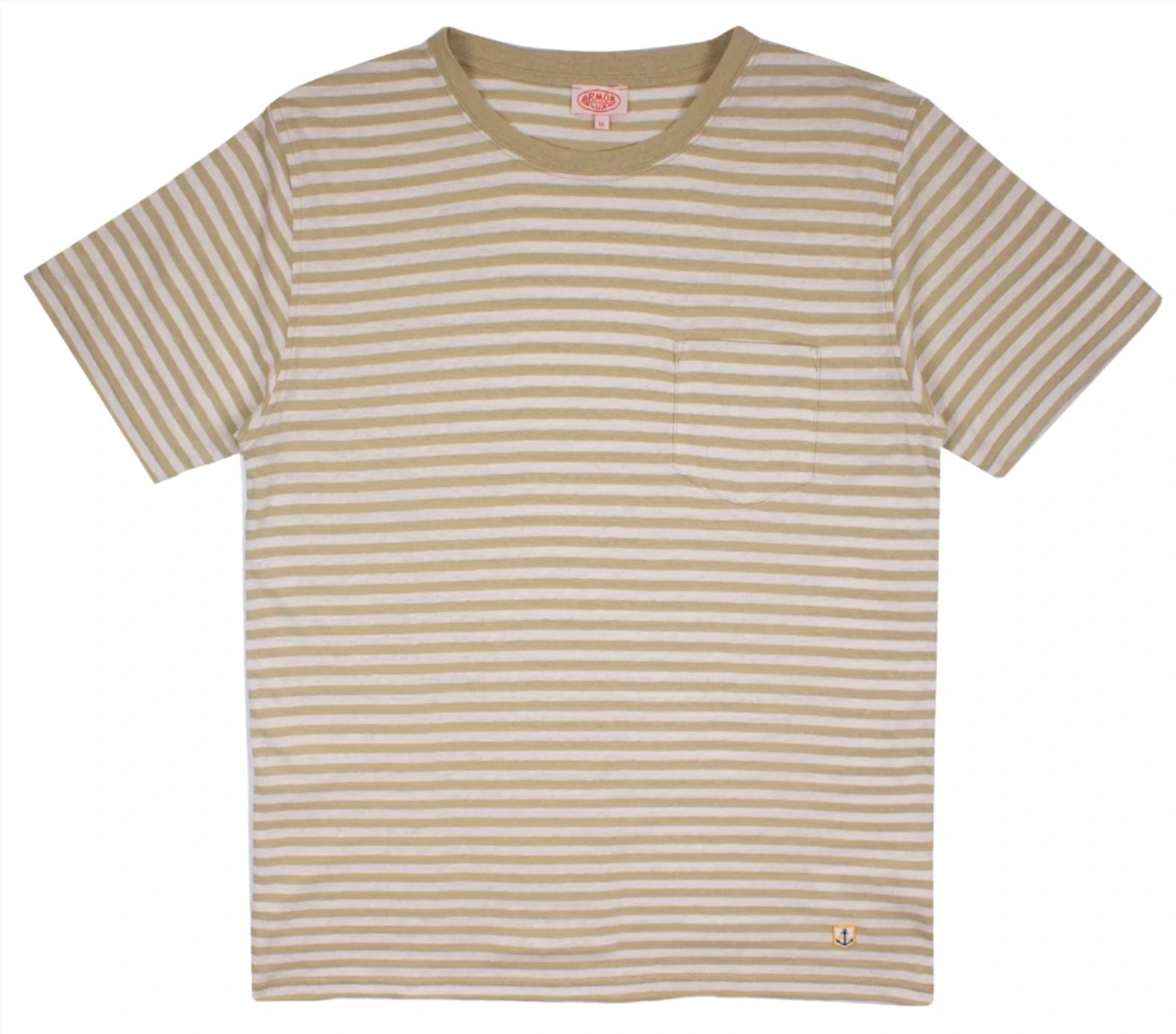 Men's Shirts with Scoop NecksID24265-Armor Lux Pale Olive Hoop T-Shirt