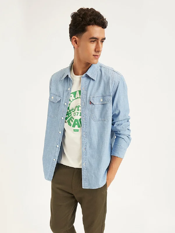 Men's Weekend Shirts for Leisurely OutingsMen's Solid Slim Fit Denim Shirt