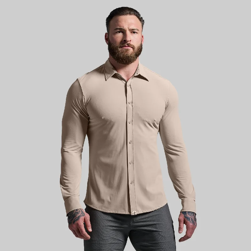 Men's Shirts with Raw-Edge HemlinesNetwork Long Sleeve (Almond)