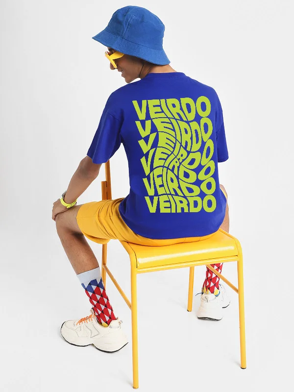 Men's Casual Shirts for Everyday WearVeirdo Royal Blue Oversized Back Graphic Printed Boys T-shirt Men's Casual Shirts for Everyday WearVeirdo Royal Blue Oversized Back Graphic Printed Boys T-shirt