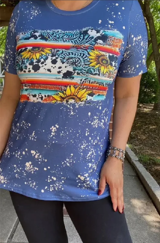 Versatile Men's Tank TopsT-Shirt - Navy Blue Serape & Tooled Printed Women T-Shirt, Also Plus Size Versatile Men's Tank TopsT-Shirt - Navy Blue Serape & Tooled Printed Women T-Shirt, Also Plus Size