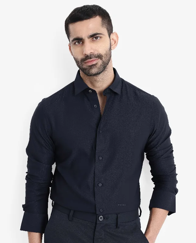 Men's Checkered Shirts for a Retro FeelRare Rabbit Men Mer Navy Viscose Polyester Lycra Fabric Full Sleeve Button Closure Regular Fit Herringbone Textured Shirt Men's Checkered Shirts for a Retro FeelRare Rabbit Men Mer Navy Viscose Polyester Lycra Fabric Full Sleeve Button Closure Regular Fit Herringbone Textured Shirt