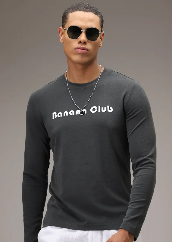 Men's Shirts with Abstract DesignsBanana Club Grey Regular Fit T-shirt