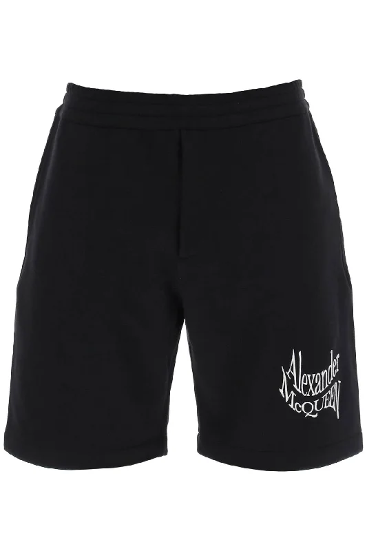 Men's Pants with Embroidered DesignsAlexander Mcqueen Men's Warped Logo Sweat Shorts Men's Pants with Embroidered DesignsAlexander Mcqueen Men's Warped Logo Sweat Shorts