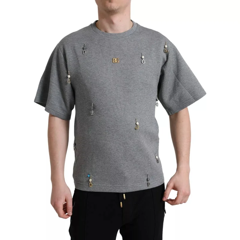 Men's Shirts with Animal PrintsDolce & Gabbana Cotton Embellished Crew NeckMen's T-shirt (Pre-Owned)