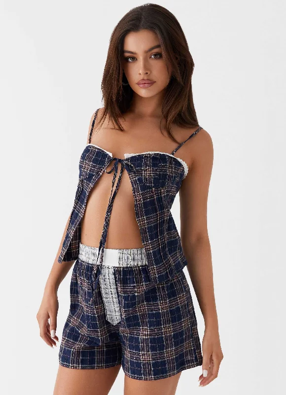 Men's Pants with Embroidered DesignsHarley Boxers - Navy Check