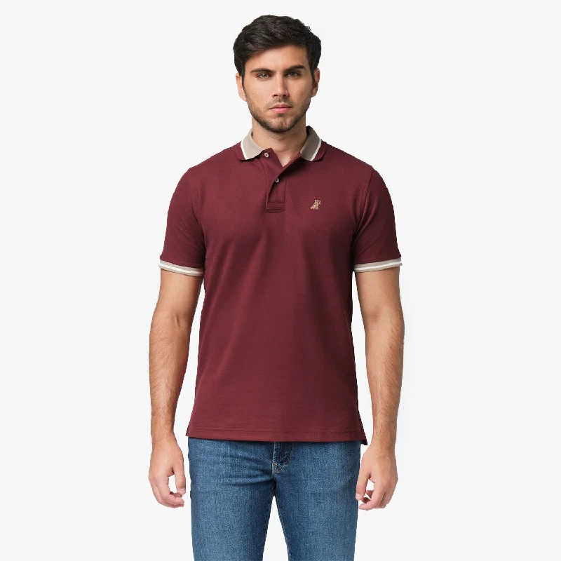 Men's Shirts with Pocket SquaresMen's Contrast Neck Lines Detail Polo Shirt