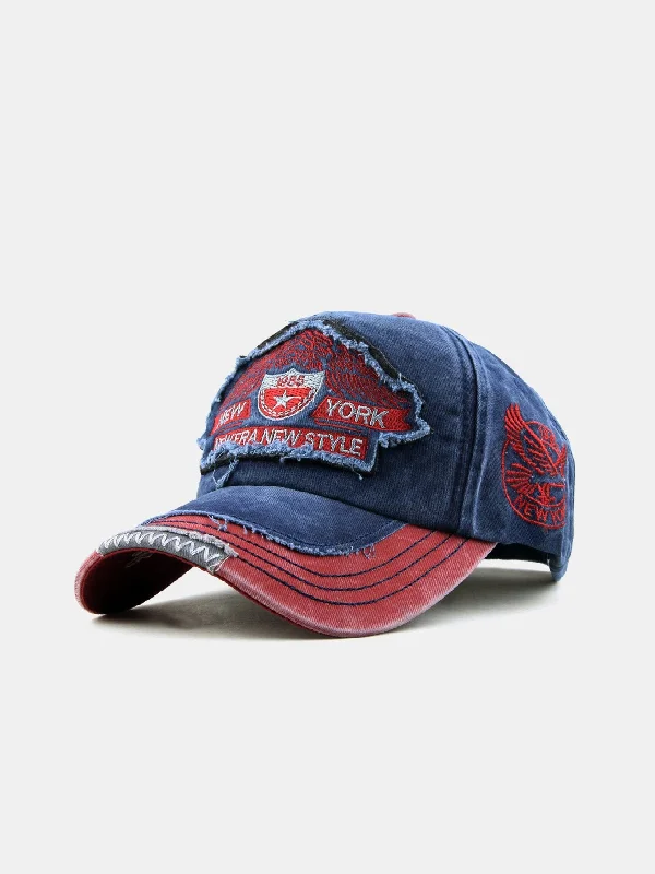 Unique Fedora CapsNew York Patch Washed Distressed Baseball Cap