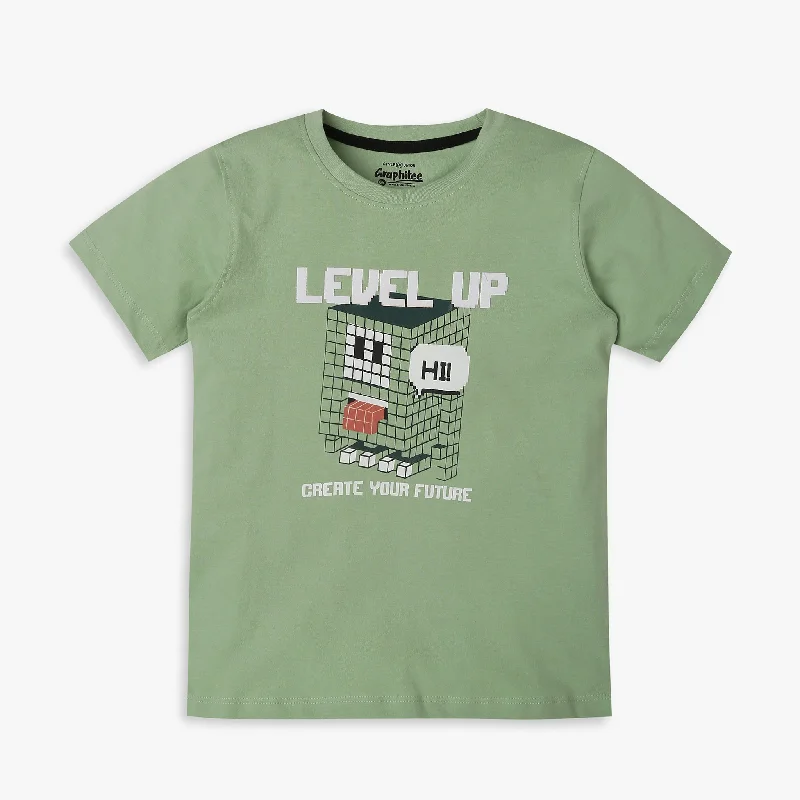 Men's Shirts with Embellished SleevesBoys Regular Fit Printed T-Shirt