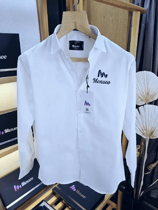 Men's Stain-Resistant Shirts for Mess-Free WearMensoo Flex Logo Edition Shirts White Men's Stain-Resistant Shirts for Mess-Free WearMensoo Flex Logo Edition Shirts White