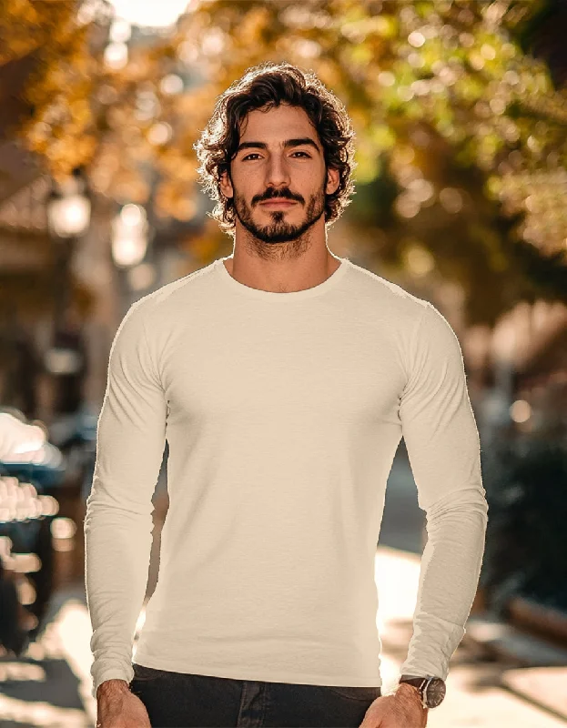 Men's Shirts with Asymmetrical HemlinesSwan White Plain Full Sleeves Regular Fit T-shirt Men's Shirts with Asymmetrical HemlinesSwan White Plain Full Sleeves Regular Fit T-shirt