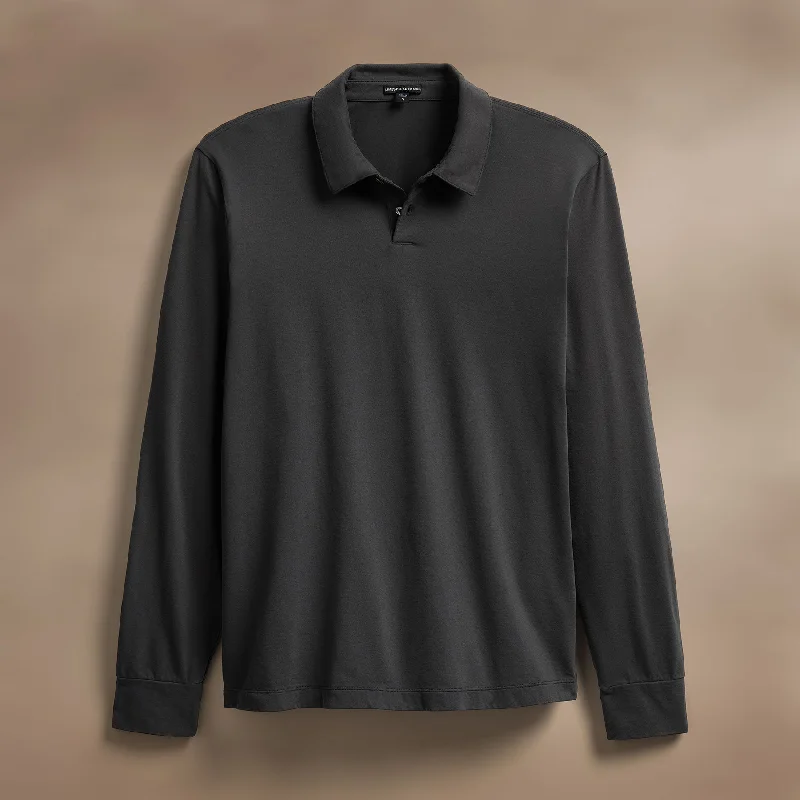 Men's Shirts for HikingHeavy Luxe Jersey Long Sleeve Polo - Magma