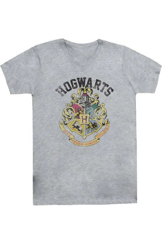 Elegant Men's Dress ShirtsHarry Potter Hogwarts Crest Short Sleeve Adult V Neck Premium Cotton Tee / T-Shirt