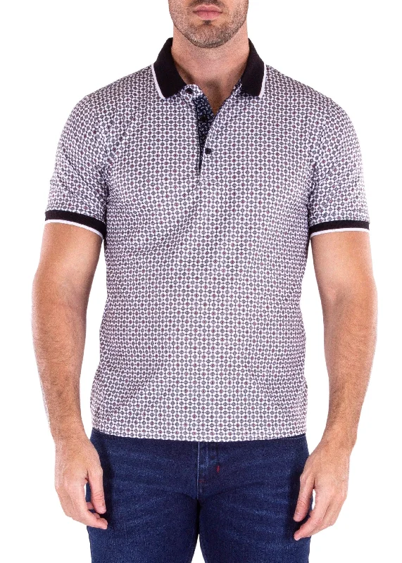 Men's Shirts with Scoop NecksWhite Half Button Polo Shirt