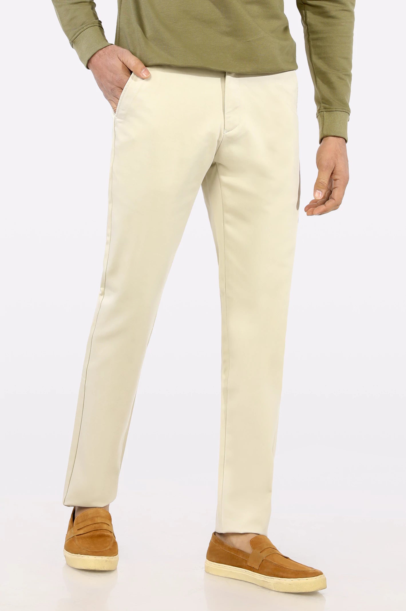 Men's Denim Shorts for SummerOff White Smart Fit Cotton Chino