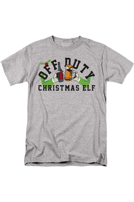 Men's Shirts with Adjustable HemlinesOff Duty Christmas Elf Unisex Adult T-Shirt