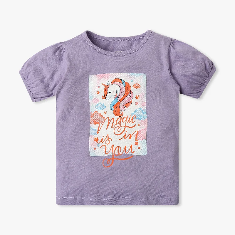 Men's Shirts with Adjustable HemlinesGirl's Regular Fit Graphic T-Shirt
