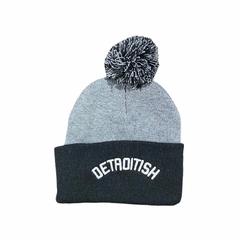 Affordable Winter BeaniesInk Detroit Detroitish Pom Pom Beanie (Grey/Black)