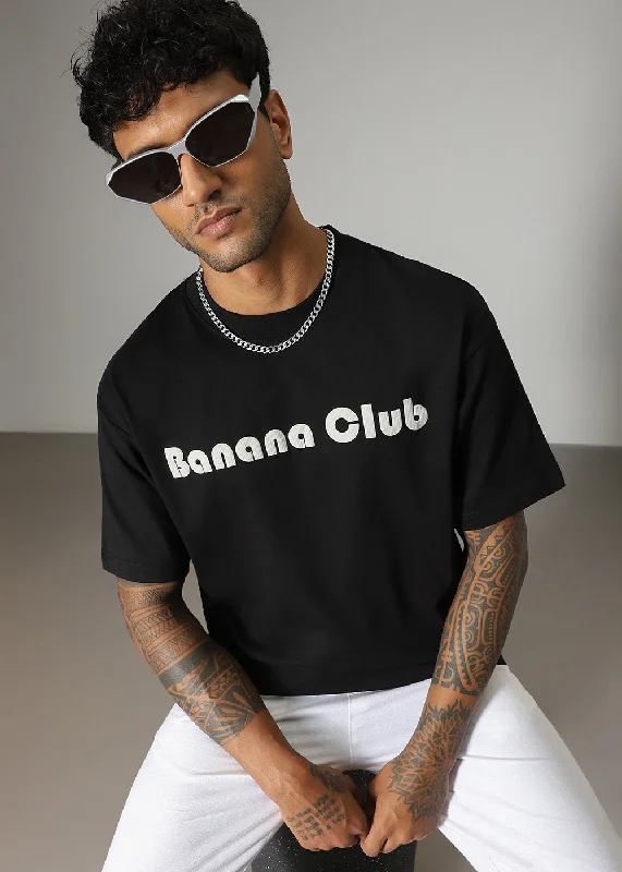 Men's Shirts for HuntingBanana Club Black Embossed Oversized Fit T-shirt