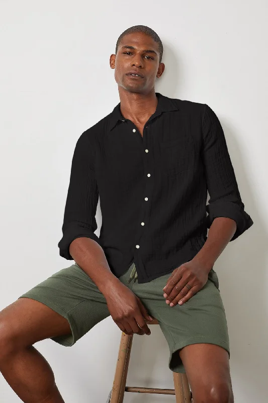 Men's Shirts with Appliquéd SleevesELTON COTTON WOVEN BUTTON-UP SHIRT