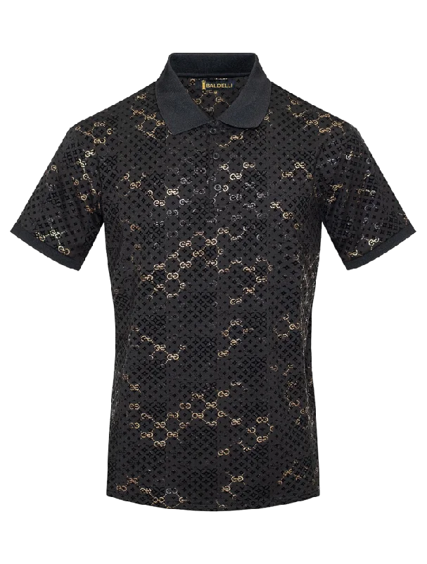 Men's Shirts with High NecksBlack and Gold Men's Luxury Fashion Design Polo T-Shirt