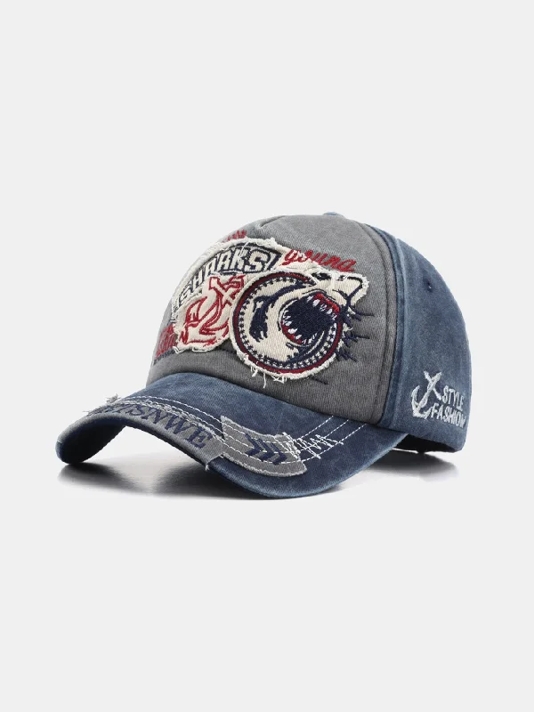 Gentlemen's Bowler HatsHip Hop Shark Embroidery Pattern Denim Baseball Cap