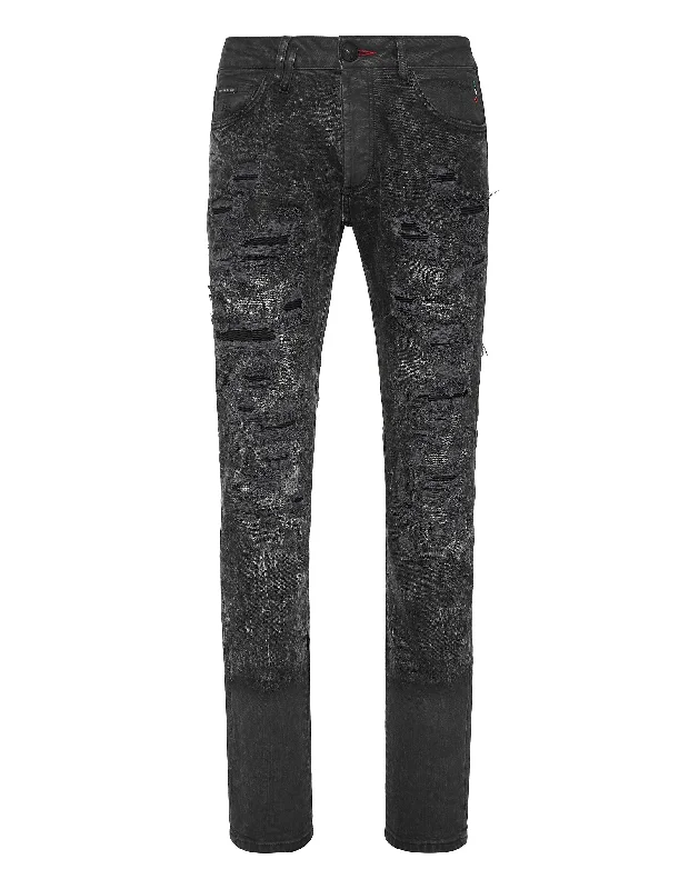 Hipster Skinny Men's JeansDenim Trousers Super Straight Cut
