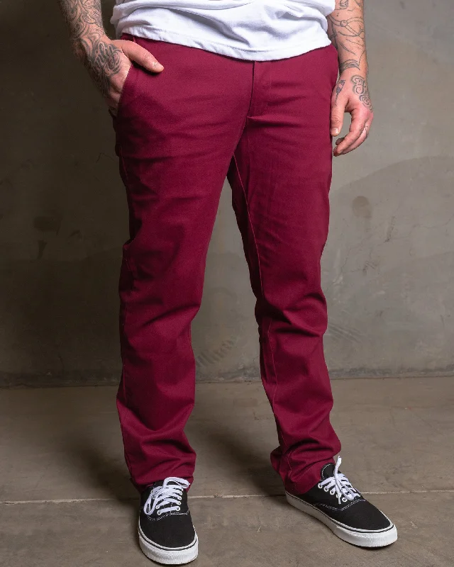 Men's Pants with Deep PocketsChino Pants - Maroon