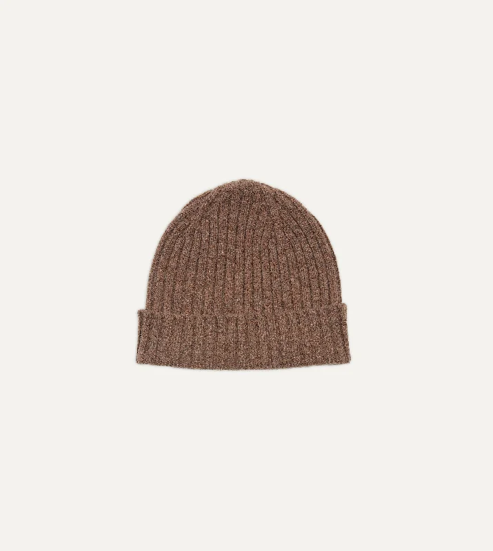 Protective Hard HatsBrown Lambswool Ribbed Knit Cap