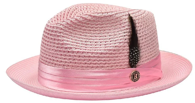 Adjustable Sun HatsPink Fedora Braided Straw Hat
