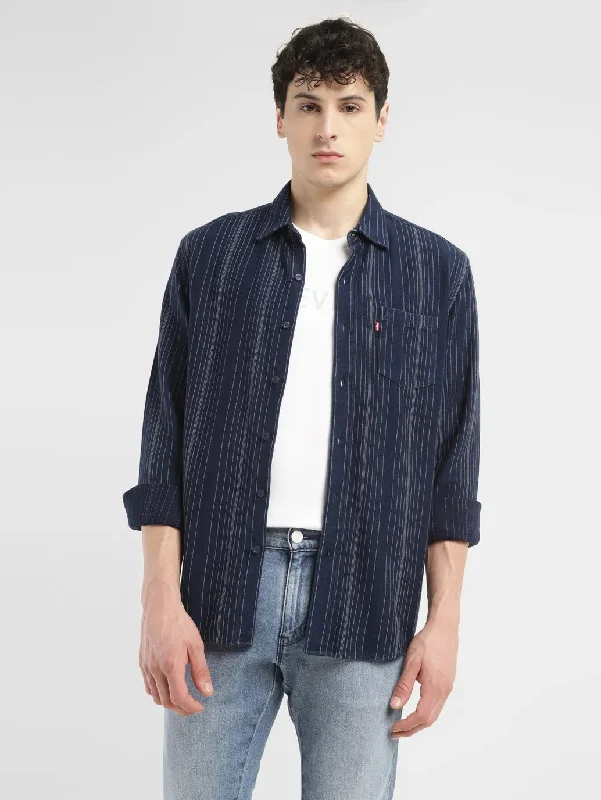 Men's Geometric Print Shirts for a Modern TwistMen's Striped Slim Fit Shirt
