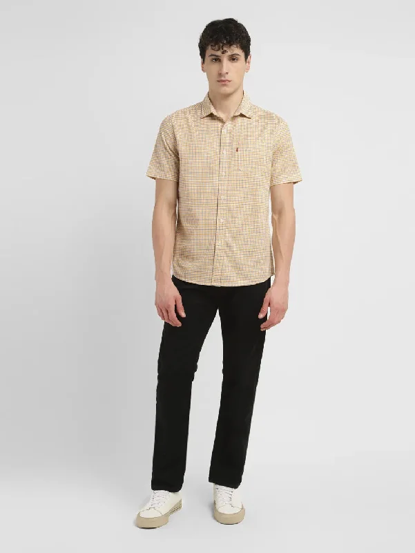 Men's Bold-Color Shirts for a Statement PieceMen's Checkered Slim Fit Shirt