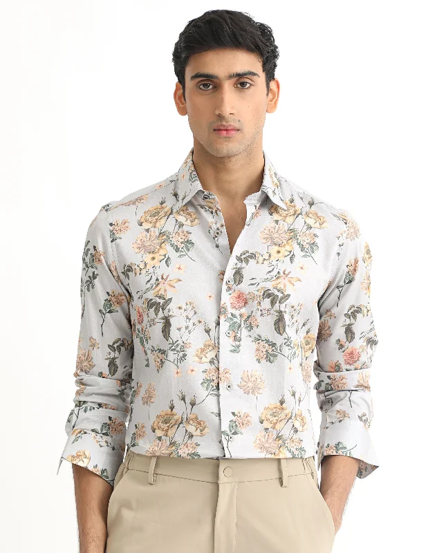 Men's Smart Casual Shirts for Business Casual SettingsRare Rabbit Men's Misa Grey Full Sleeves Floral Print Cotton Fabric Shirt Men's Smart Casual Shirts for Business Casual SettingsRare Rabbit Men's Misa Grey Full Sleeves Floral Print Cotton Fabric Shirt