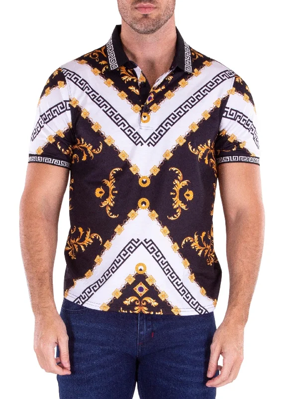 Men's Short-Sleeved ShirtsBlack Half Button Polo Shirt