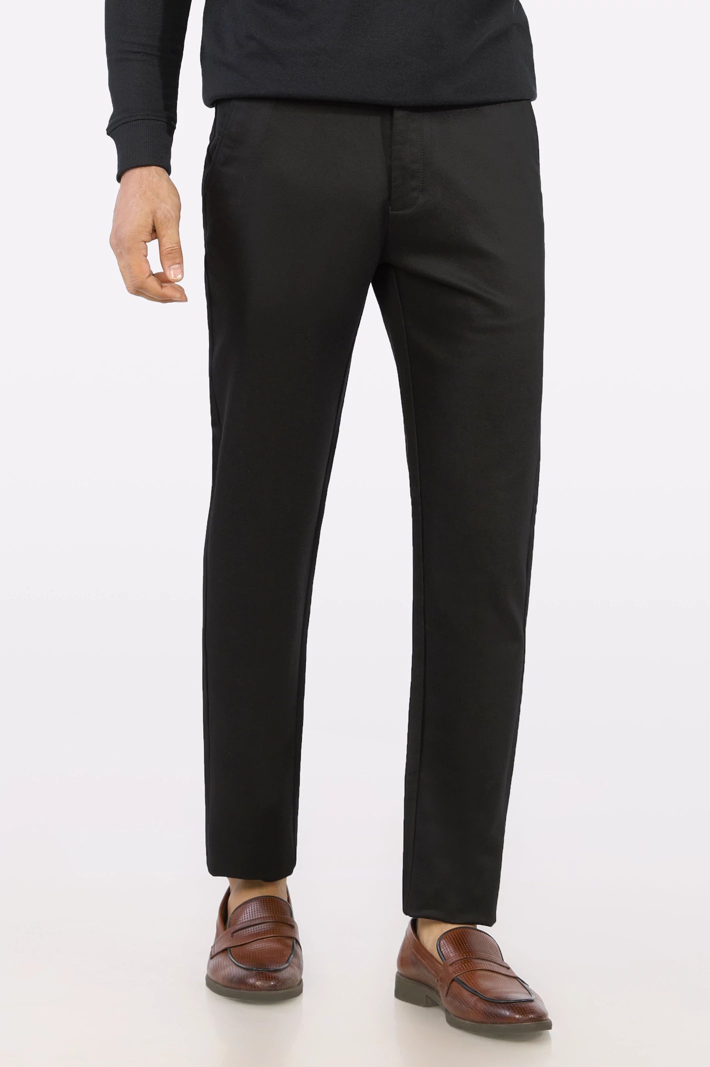 Men's Unique and Designer Bottom Wear for a Statement LookBlack Smart Fit Cotton Chino