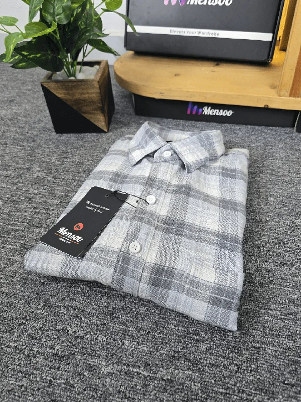 Men's Essential Dress Shirts for Everyday WearDove Grey Shirt in white Check Shirt- 100% Cotton Comfort Men's Essential Dress Shirts for Everyday WearDove Grey Shirt in white Check Shirt- 100% Cotton Comfort