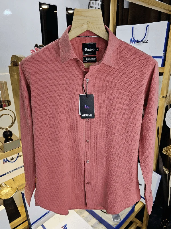 Men's Minimalist Shirts for a Clean LookEmboss Plain Imported Shirt Peach
