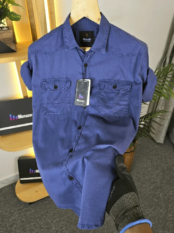 Men's Moisture-Wicking Shirts for All-Day ComfortDouble Pocket Denim Shirt Blue